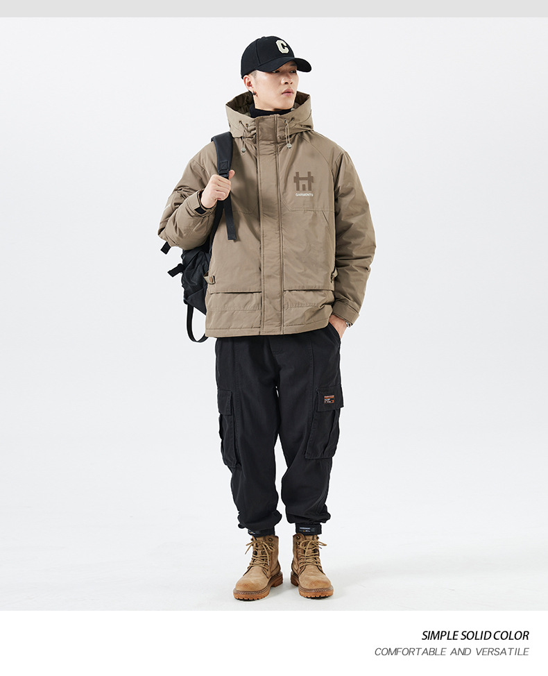 Veste de sport à capuche épaisse et longue pour homme, haut de gamme, style décontracté, de marque américaine, tendance, hiver_voghion.com