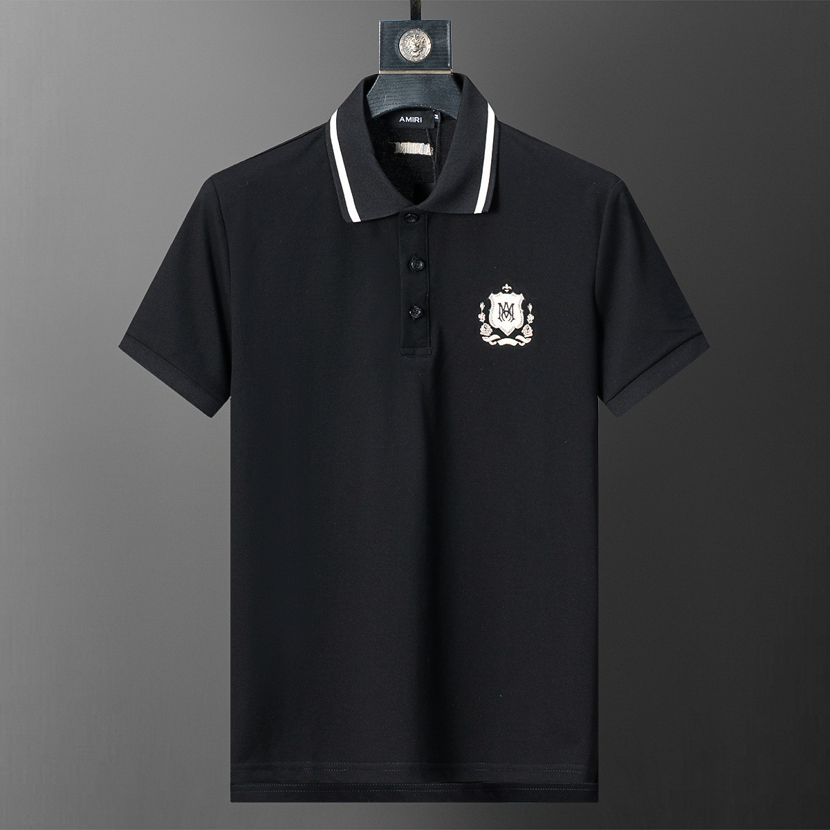 Cross-border versión correcta 26 nuevo polo para hombres color sólido negocios Jacquard casual con solapa de punto manga corta 1