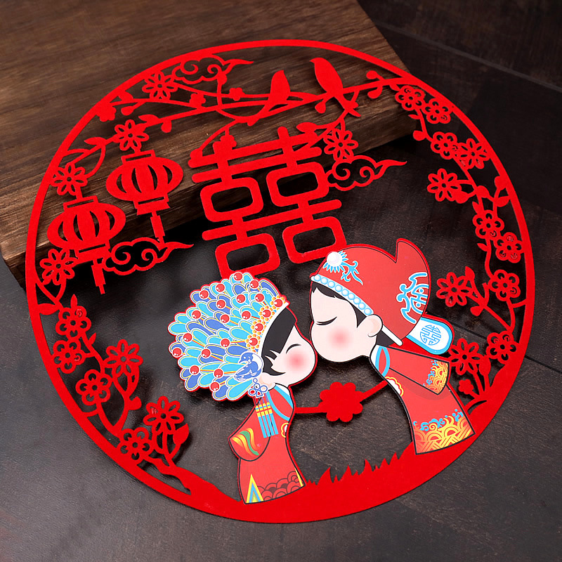 Description Picture 5 of item2Pcs Wedding Letter Wedding Room Decoration Wedding Non-woven Flocking Size Xizi Stickers Wedding Supplies Bedroom Wall Stickers