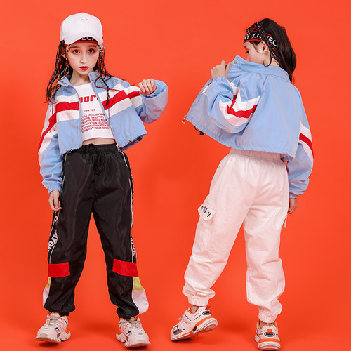 Girls kids jazz street Hiphop dance tide suit children rapper singers gogo dancers dance shows outfits for children girls hip-hop costumes
