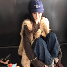 欧尼马甲藤姐环保皮草皮毛一体百搭仿羊羔毛秋冬女保暖厚毛毛坎肩