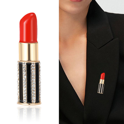 New Japanese and Korean fashion personalized brooch simple ins lipstick colorful dripping oil brooch clothing accessories retro