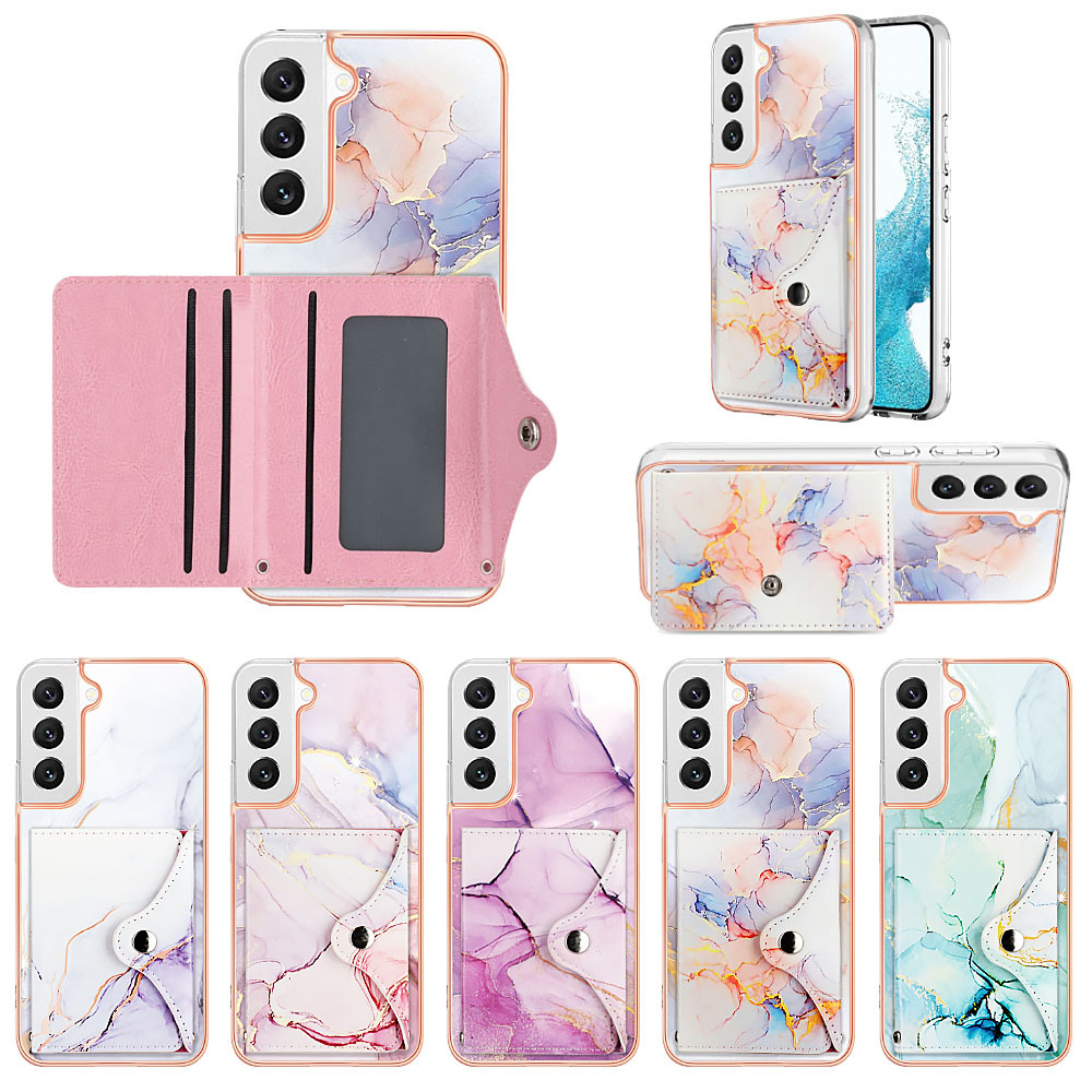 For Samsung A55 electroplated marble phone case A35 double-sided film IMD card case S24ultra set new