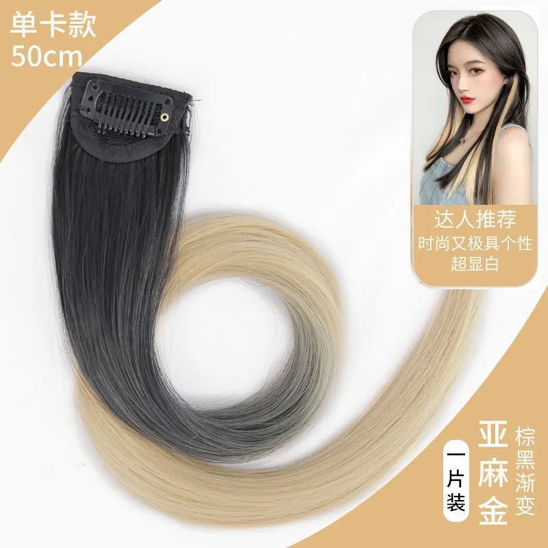 Gradiente orejas colgantes pelucón mujer verano pinch pelucón de color cabello largo extensión de cabello falso cabello colgante teñido pelucón