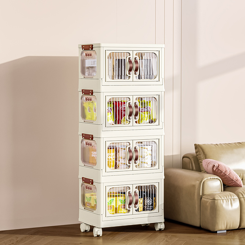 Gabinete de almacenamiento plegable sin instalación Armario de almacenamiento de ropa y refrigerios sin instalación Gabinete de almacenamiento de múltiples capas de plástico Dormitorio Sala de estar