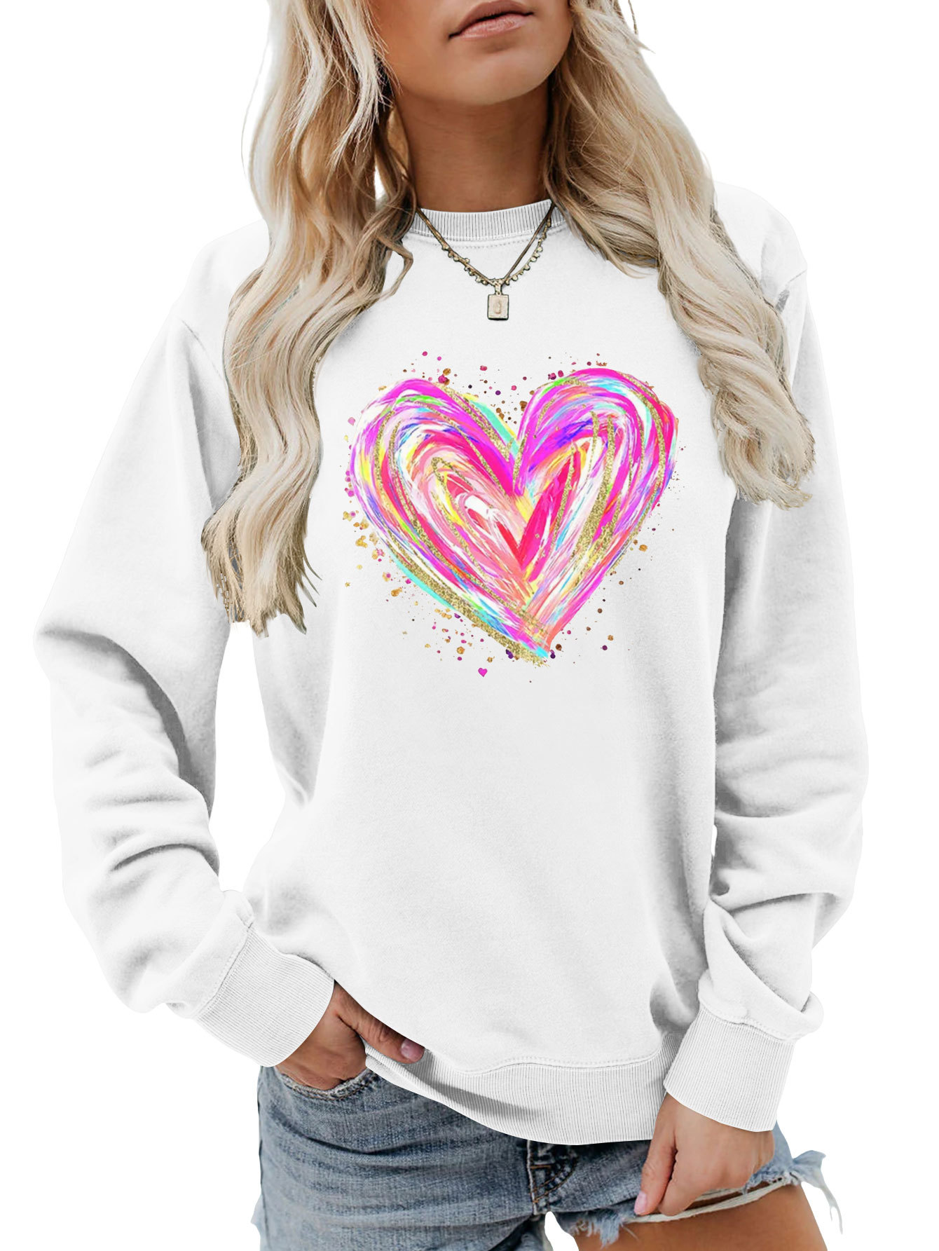 Independent Site New Stylish, Comfortable, Versatile Women's Colorful Sequin Heart Autumn And Winter_ecoleips.com