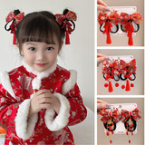 Детский аксессуар для волос, заколка для волос с бантиком с кисточками, парик для принцессы с косичкой, китайский стиль