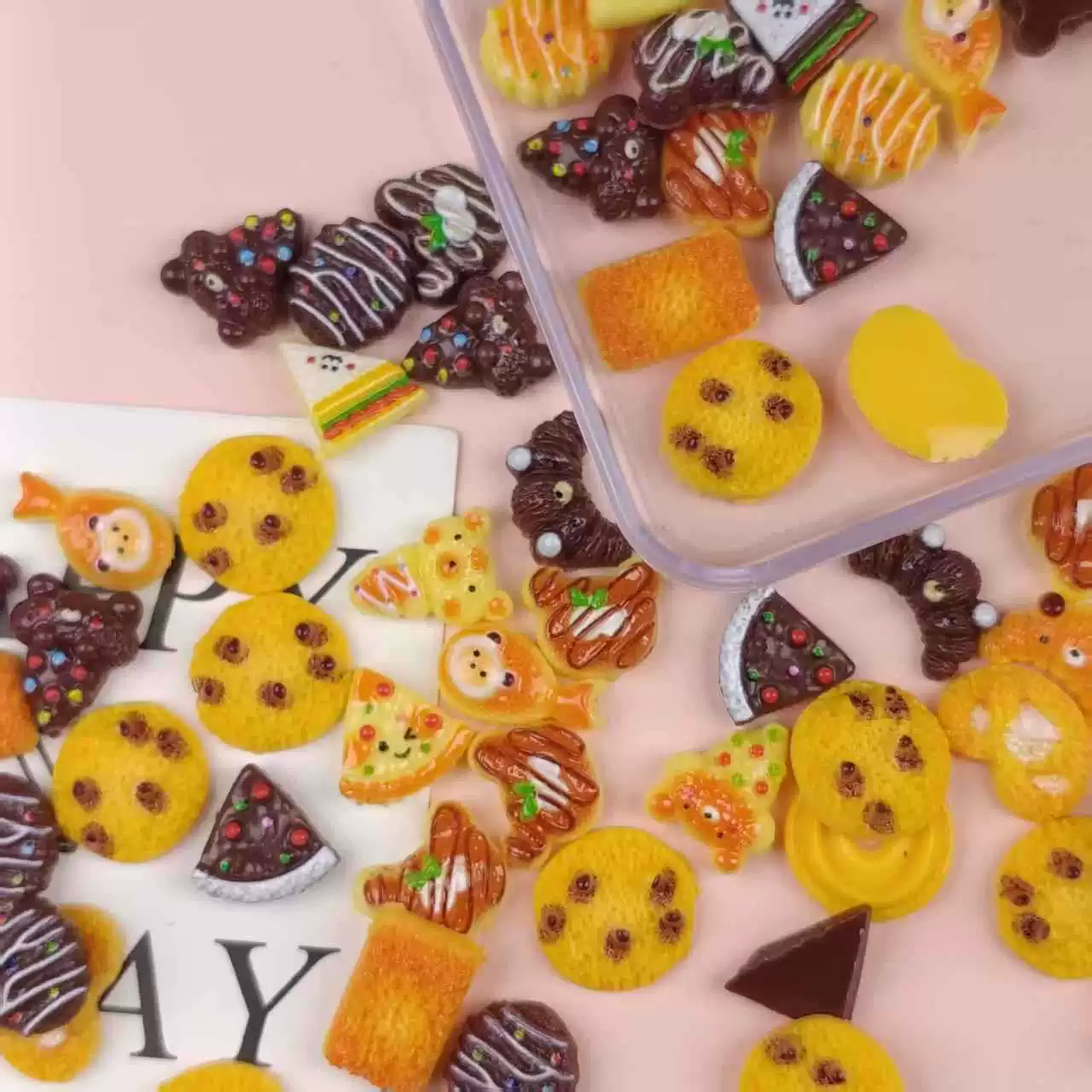 Мини-медвежонок, круассан, еда, игрушка, крем, клей, DIY, ручная работа, заколка для волос, украшения, магнит для холодильника, материал, смола, аксессуары