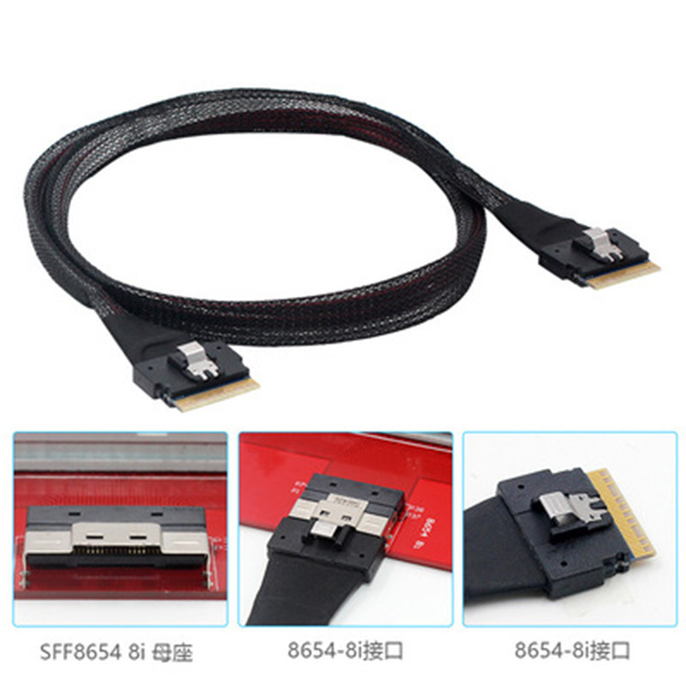 Cable de transmisión de datos para servidor de disco duro de alta velocidad SlimesasSFF-8654 a 8654 8I74P