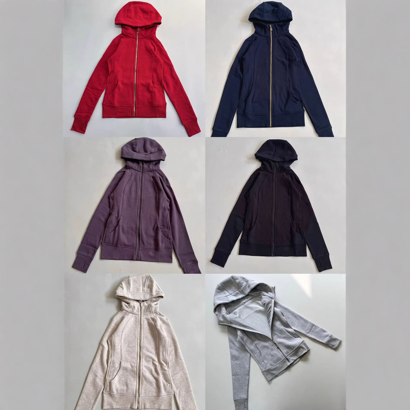 Autumn and Winter Yoga Hooded Sports Slimming Sweatshirt Women's Full Zipper Cardigan Fleece Jacket Pure Color Fleece-Lined Long Sleeves