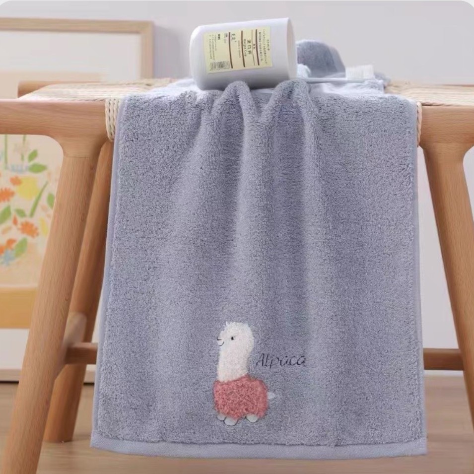 수건 자수 알파카-그레이