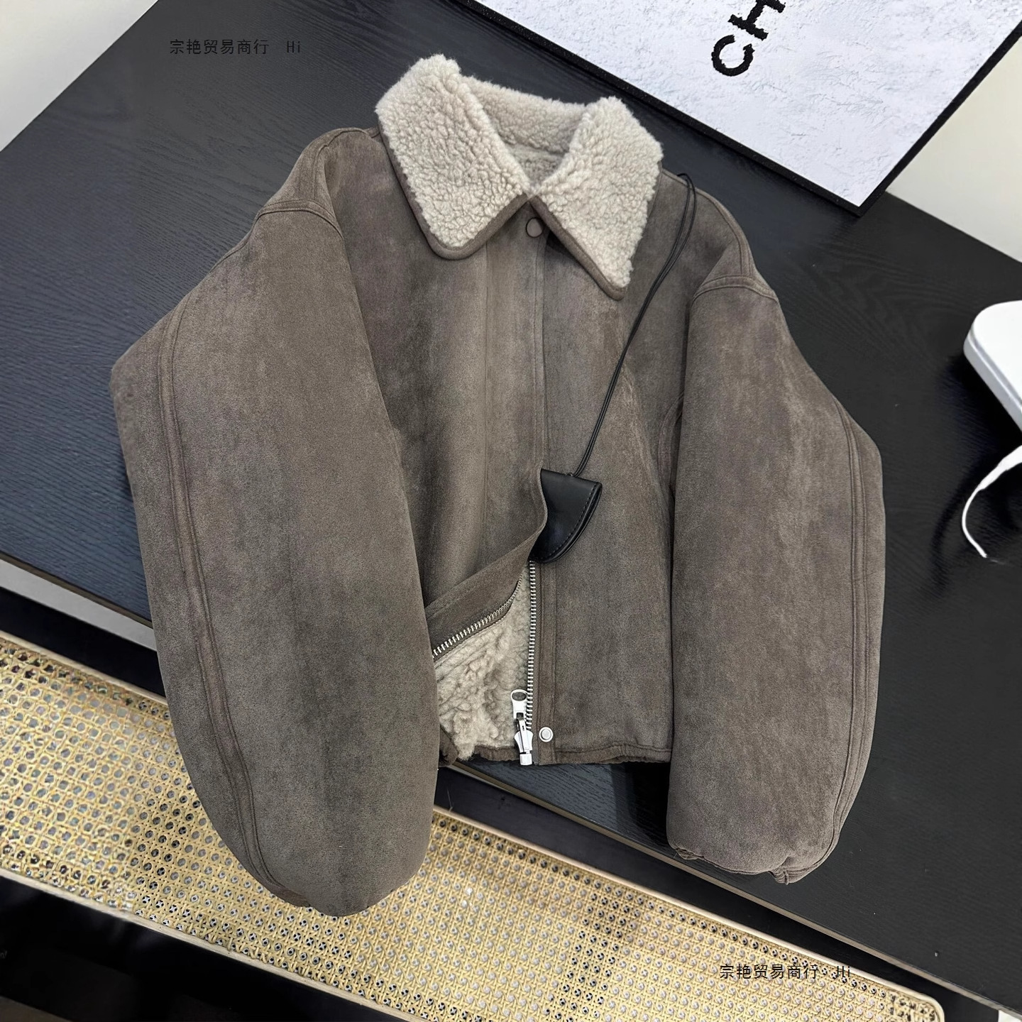 New Suede Jacket Korean Style Lamb Fur All-In-One Short Motorcycle Jacket Leather Jacket for Women Winter Petite