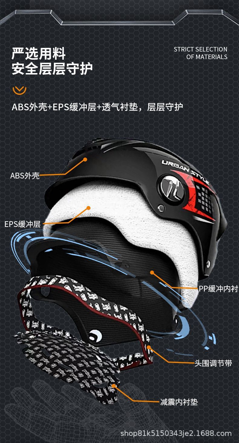 Junhaolong 3C Certified Electric Motorcycle Helmet for Men and Women, Summer Sun Protection, All-Season Safety Helmet, Half Helmet