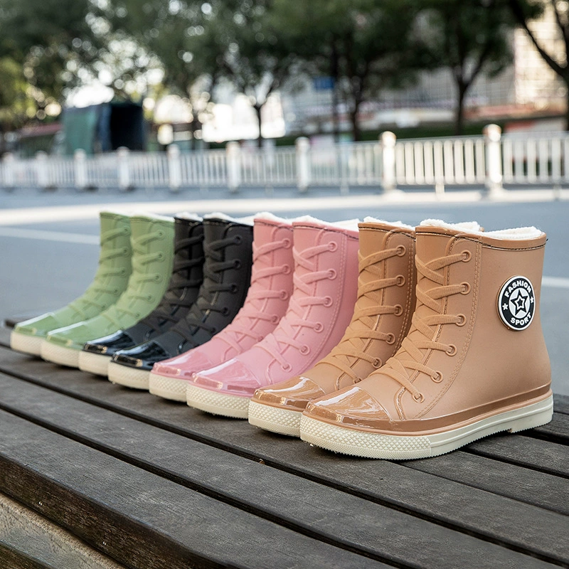 Корейские дождевые сапоги женские водяные сапоги короткие дождевые сапоги водонепроницаемые обувь нескользящие четыре сезона студентов экспорт карликовой резиновой обуви ПВХ