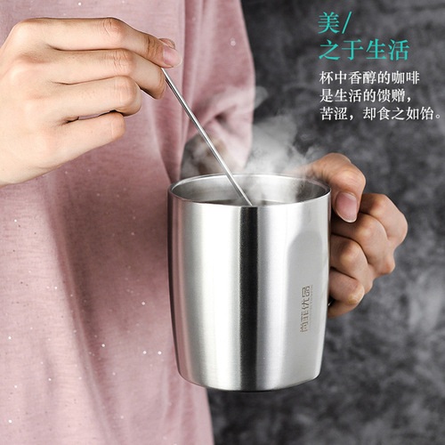 Selected Cross-border New 304 Stainless Steel Mugs Water Cups Coffee Tea Beer Cups Household Wholesale Insulated