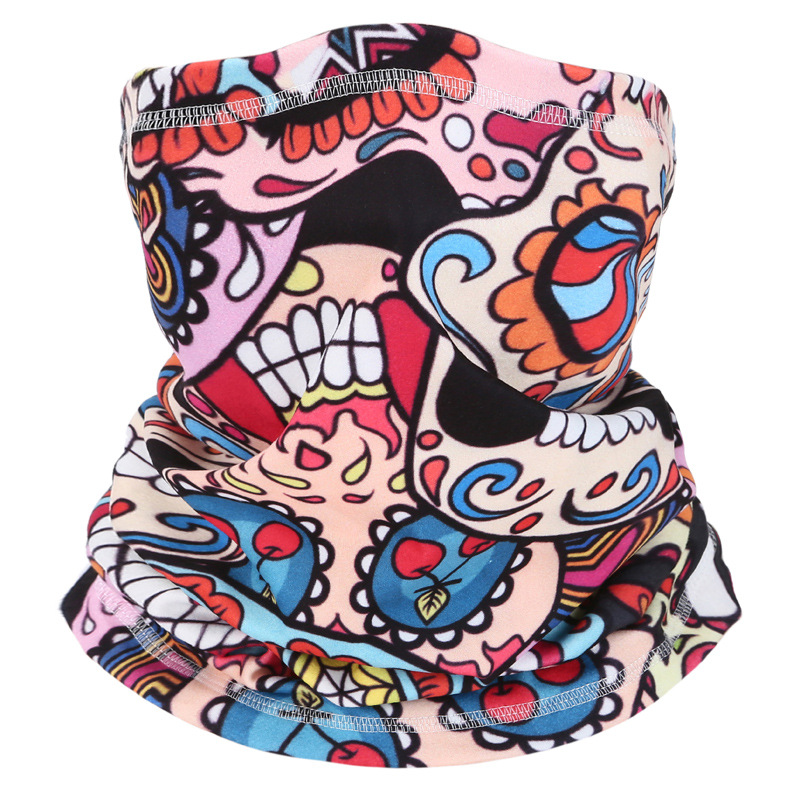 Amazon popular bufanda de montar de doble cara impresa a prueba de frío engrosada cuello caliente deportes al aire libre máscara caliente
