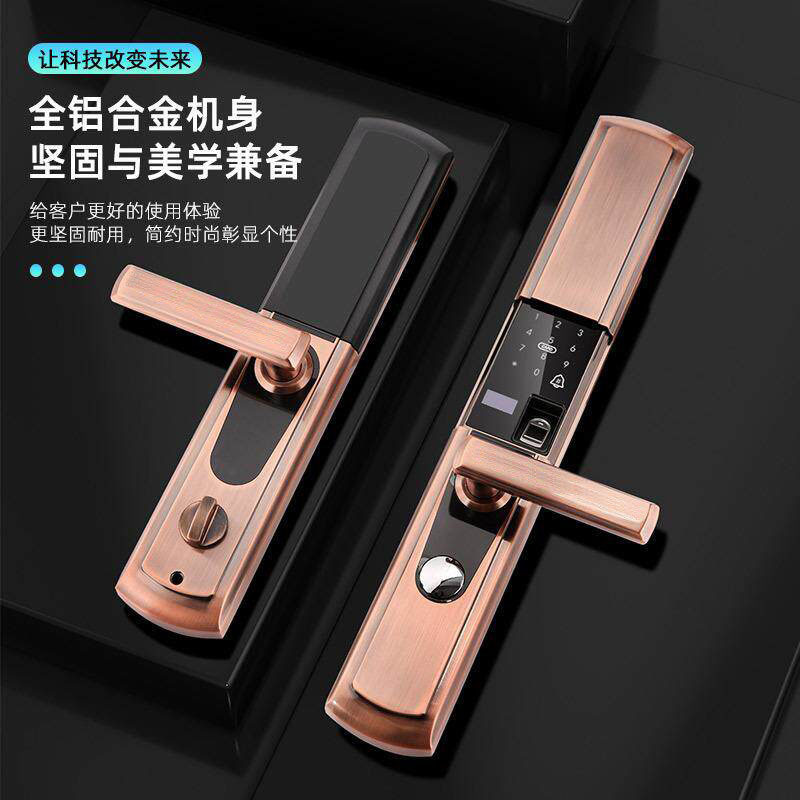 Cerradura clásica deslizante con huella dactilar para uso doméstico, cerradura con contraseña, cerradura con tarjeta magnética, cerradura inteligente antirrobo para puerta, cerradura automática con cubierta deslizante.
