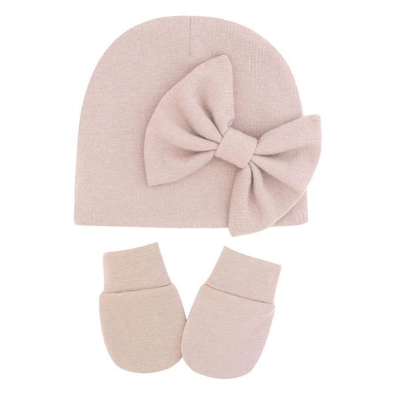 2022 новая осенне-зимняя новая детская шапка-бант с защитой от царапин перчатки костюм толстая детская фетальная шапочка 0-6 месяцев