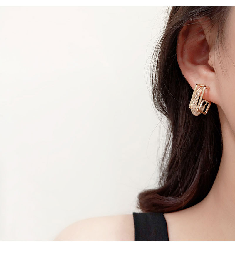 Luxurious Geometric Copper Plating Zircon Earrings 1 Pair