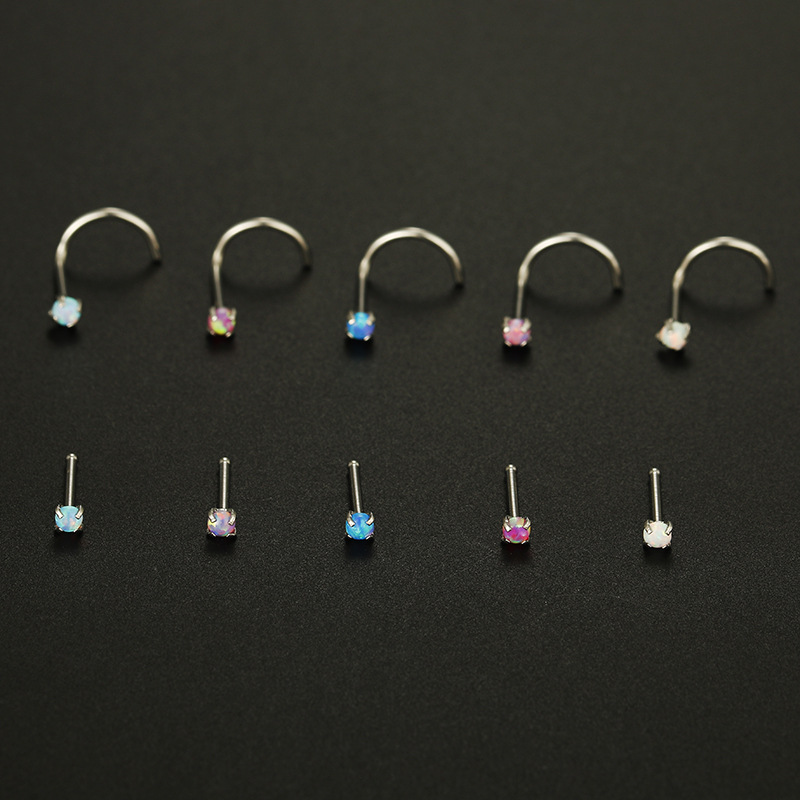 Casual Geometric Stainless Steel Inlay Zircon Nose Studs display picture 2