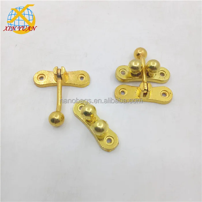 厂家批发木盒铜质按钮锁扣礼品盒木盒金色锁扣茶叶盒扣具