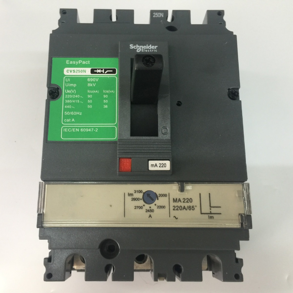 原装正品CVS250N 3P MA220  Schneider空气开关塑壳式断路器