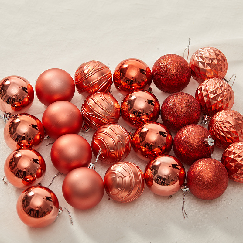 Madera de 6cm color de color de Navidad pintada Bolas de Navidad decoraciones de oro rojo café Bolas de color