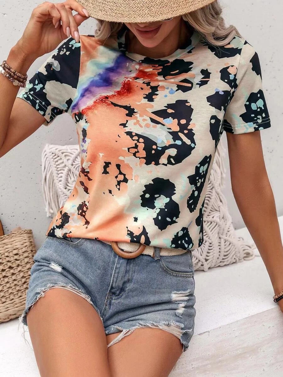 Title 9, Womens Summer Fashion Painted Short-sleeved Sl...
