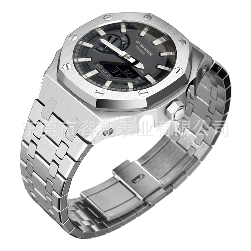 Sustituto AP granja Roble Casio GA-2100 serie Acero inoxidable modificado caso correa de acero accesorios reloj