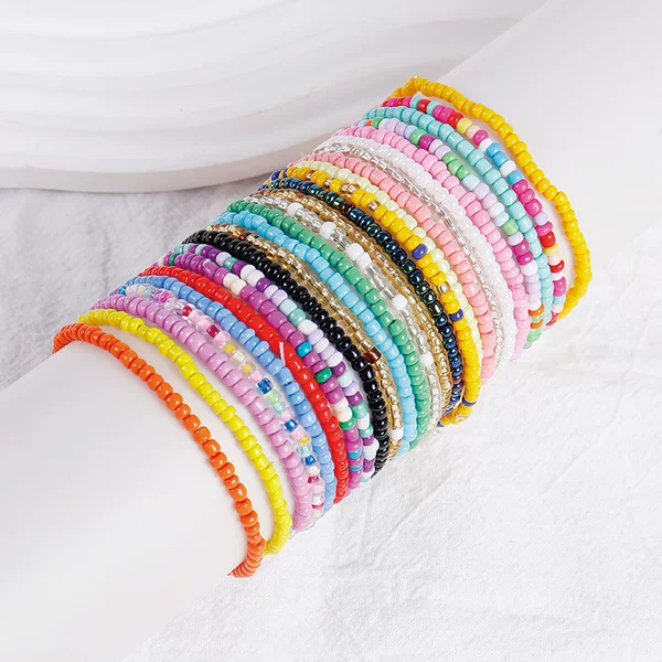 Amazon mixed color bohemian stacked rice beads bracelet round beads beaded combination bracelet bracelet suit women