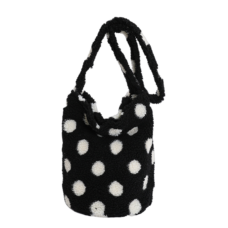 Otoño y invierno lindos bolsos de cordero para mujeres 2025 nueva moda flor bolsos de balde de gran capacidad bolsos de peluche