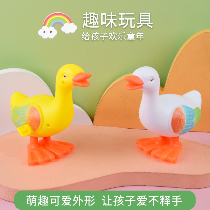 Juguete de cuerda para niños, pato blanco grande, gira y salta, niño pequeño artificial, niño y niña, animal bonito de 1 a 4 años