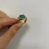 Retro turquoise ring with stone for bride, wedding ring suitable for men and women, accessory, wish