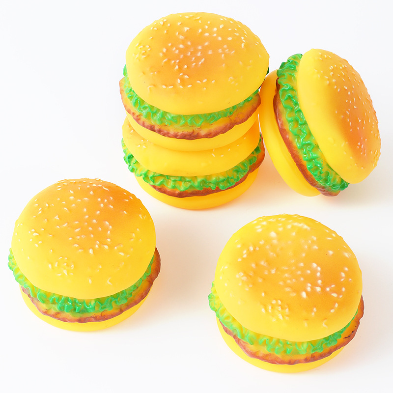 P Amazon recomienda Hawo sonido para mascotas Burger Dog Toy-juguete en forma de Mascota de vinilo Bola de sonido de juguete