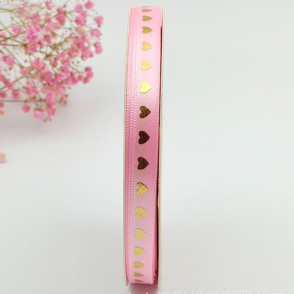 1cm en forma de corazón Cinta de Oro bandeja de barra cinta hecha a mano flor cinta de regalo caja de embalaje al por mayor especial