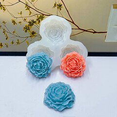3连牡丹花香薰蜡烛硅胶模具DIY牡丹花香薰石膏家居摆件装饰模具