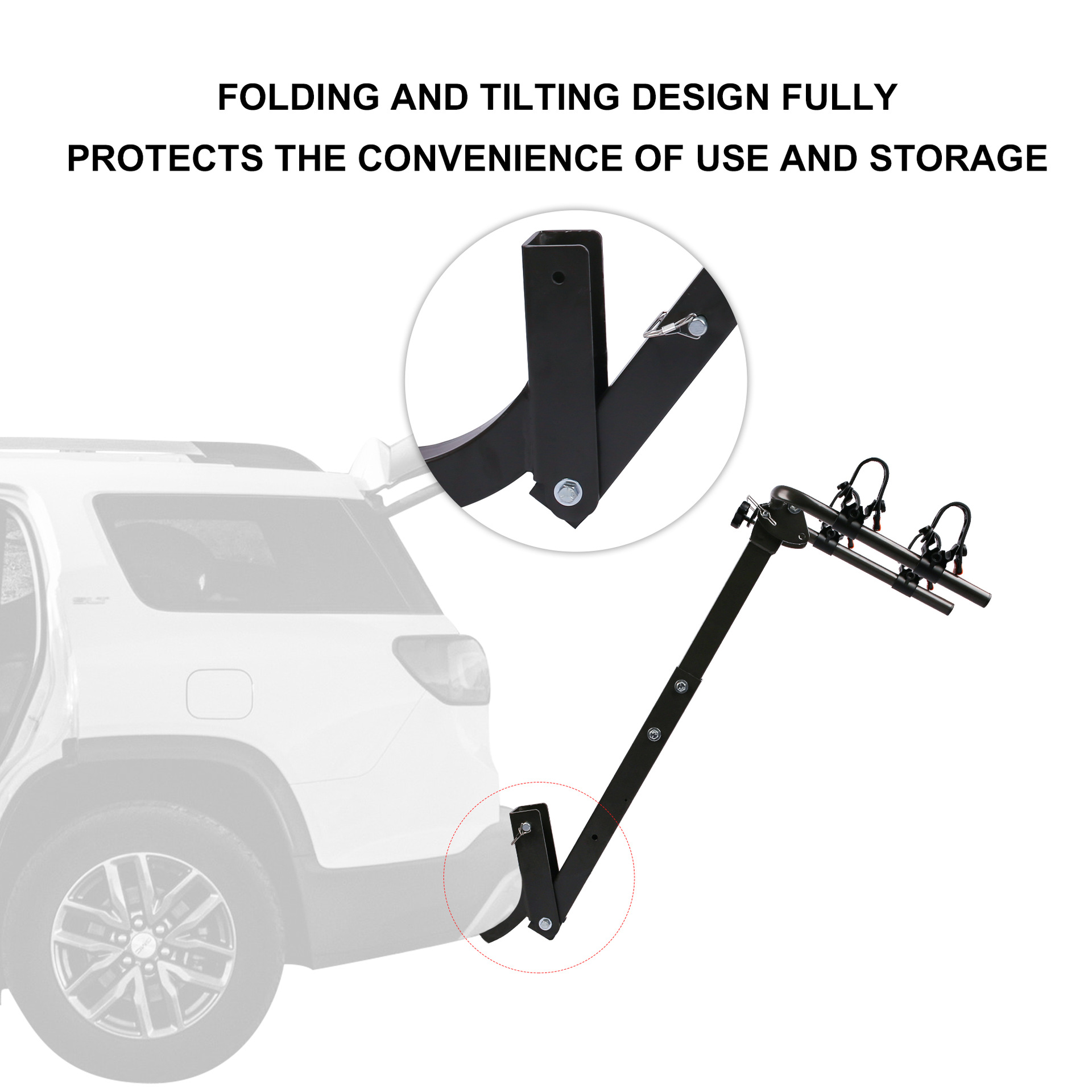 Car-Mounted Bicycle Rack, Two-Bike Rack, Reinforced Version, Regular Version, Adjustable Rear Suspension Rack for Vehicles