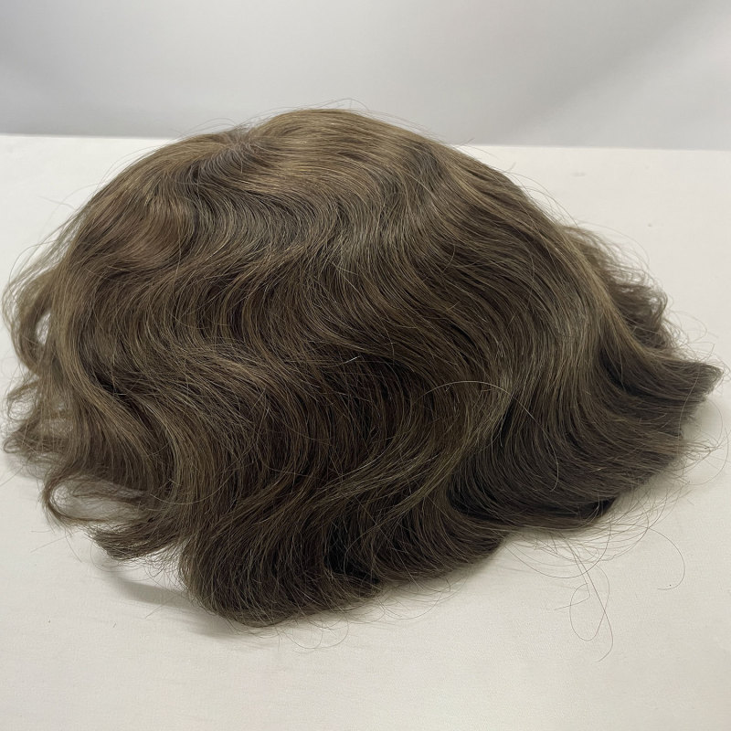 ヨーロッパとアメリカのメンズ FullLacetoupee 透明フルレース 10X8in ヘアウィッグマルチカラー手織り本物の髪|undefined