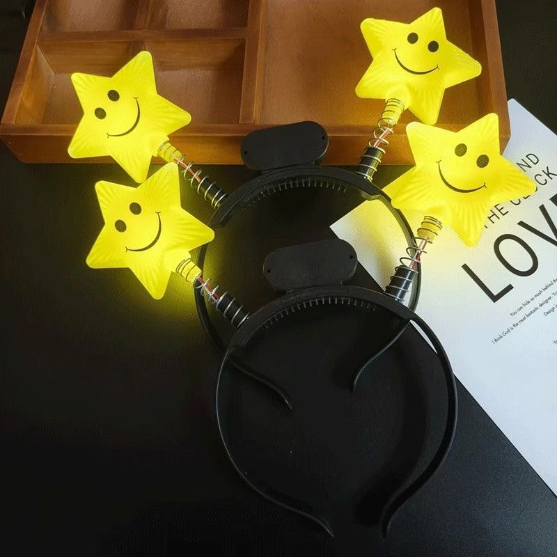 LED luminoso pin de cabello de cinco estrellas cinco estrellas toque de cabello de amor estrella luna corona de cabello de luces nocturnas ventas transfronterizas calientes