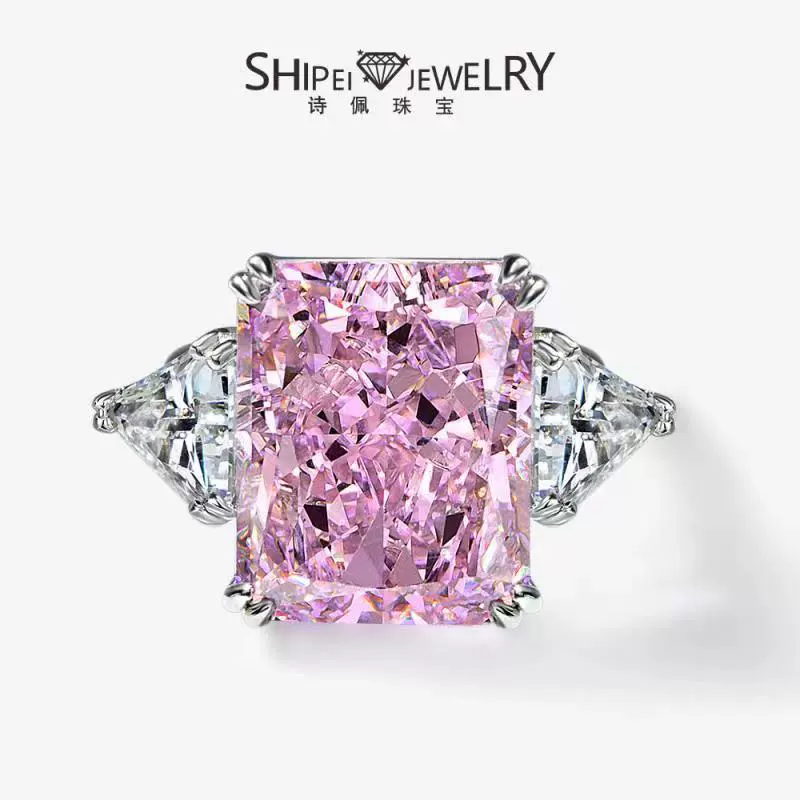 Кольцо Shipei Jewelry 2025, новинка, в европейском и американском стиле знаменитостей, из серебра 925 пробы, с розовым ледяным цветочным огранением 13*16, 15 карат, женское