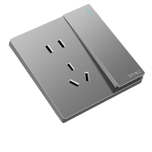International Electrotechnical 86 Type Large Plate Switch and Socket, Grey, Household Single Pole Five Hole 16A Three-Pole Air Conditioner Panel, Wholesale
