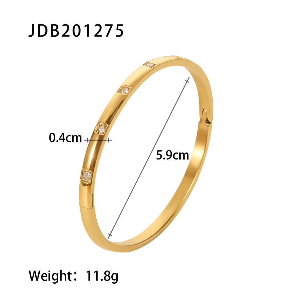 Simple Style Geometric Stainless Steel Bangle Plating Zircon Stainless Steel Bracelets