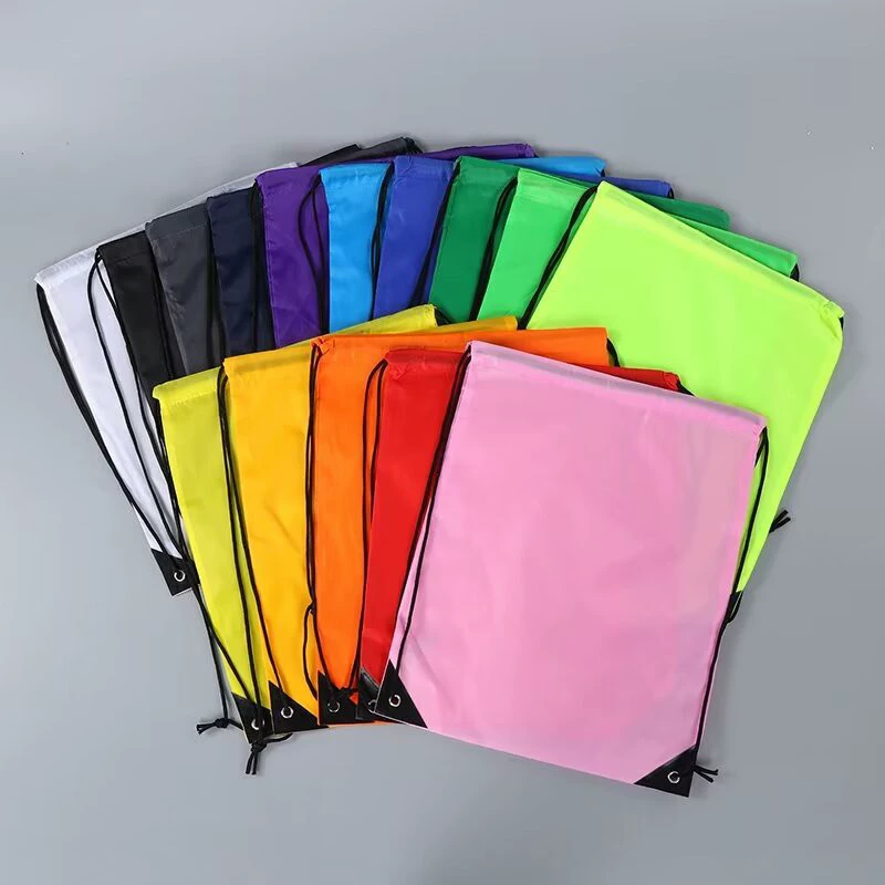 Amazon спот полиэстер карманы на заказ веревки рюкзак мешок нейлон полосатый мешок карманы с логотипом