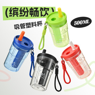 Summer New Flower Tea Cup Portable Outdoor Sports Water Cup Fruit Tea Portable Straw Cup Cartoon Children's Water Cup Wholesale