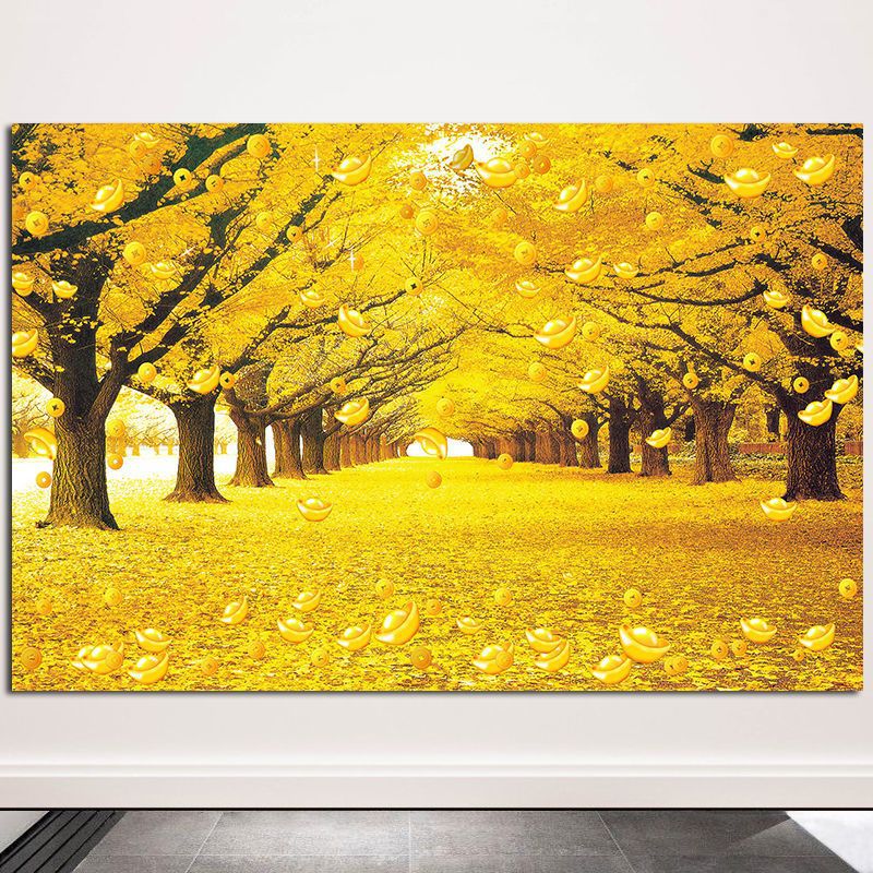 Wealth Tree Gold Full of Gold Wealth Tree Gold Avenue Decorative Painting Living Room Dining Room Office Self-adhesive Painting