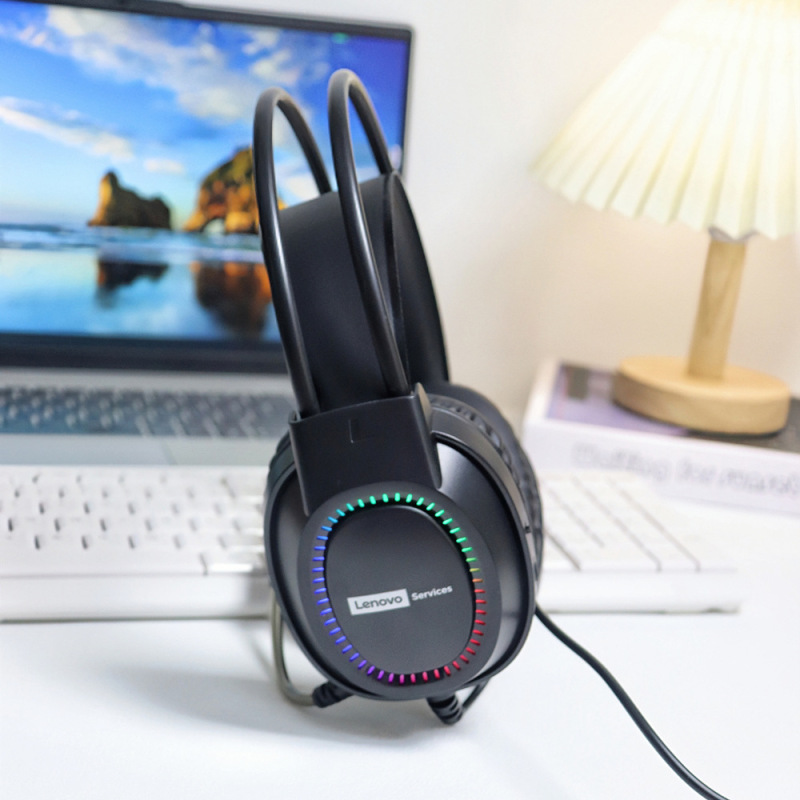 Lian.E03 ヘッドマウント ノートブック デスクトップ コンピューター ヘッドセット USB 有線ヘッドセット 7.1 チャンネル e スポーツ ゲーム|undefined