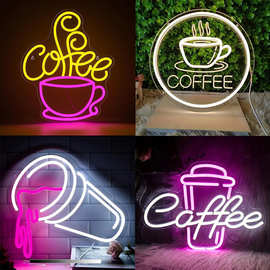 亚马逊热卖coffee灯牌咖啡馆霓虹灯led装饰灯创意字母咖啡造型灯