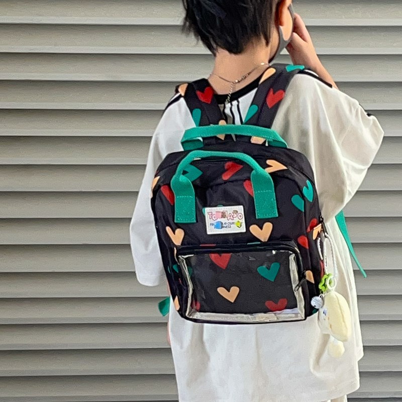 Mochila escolar para bebé de jardín de infantes dulce amor estilo occidental ventana pequeña transparente mochila para niños y niñas mochila para niños nueva