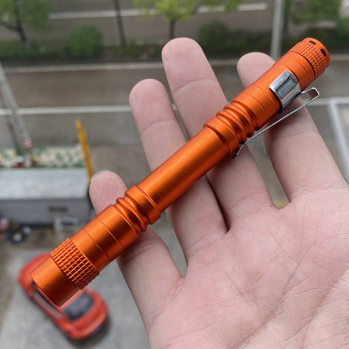 Cross-border LED strong light pocket flashlight aluminum alloy AAA*2 batteries outdoor portable pen clip flashlight