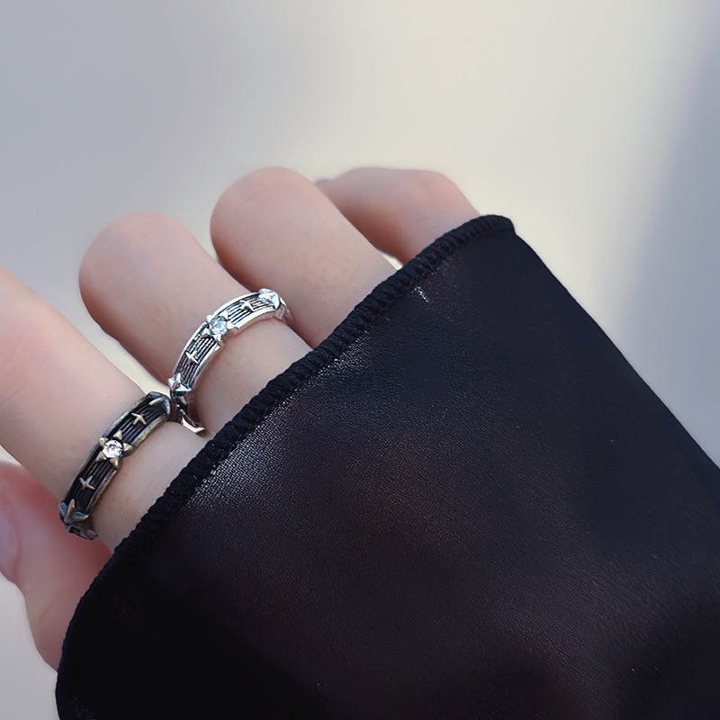 Adjustable Geometric Star Pentagram Open Ring For Women_voghion.com